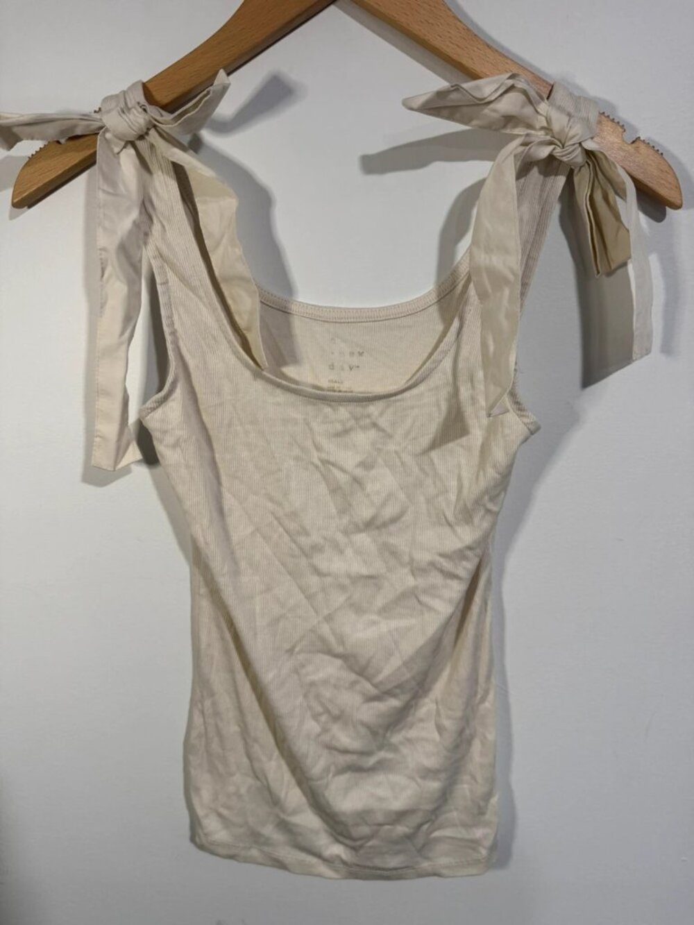 A New Day Bow Tie Shoulder Tank Top Cream Size S